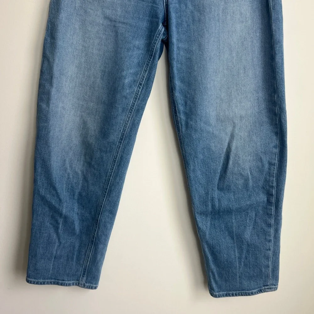 Paige Alexis Covered Button Fly‎ Tapered Barrel Jean in Exhibition Distressed